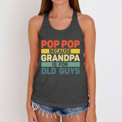 Pop Pop Art For Grandpa From Grandkids FatherS Day Pop Pop Women's Knotted Racerback Tank