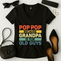 Pop Pop Art For Grandpa From Grandkids FatherS Day Pop Pop Women's V-Neck T-Shirt