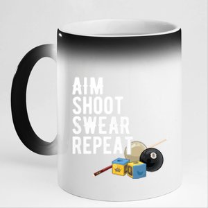 Pool Player Aim Shoot Swear Repeat BilliardS Hall Gift 11oz Black Color Changing Mug