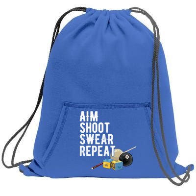 Pool Player Aim Shoot Swear Repeat BilliardS Hall Gift Sweatshirt Cinch Pack Bag