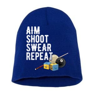 Pool Player Aim Shoot Swear Repeat BilliardS Hall Gift Short Acrylic Beanie