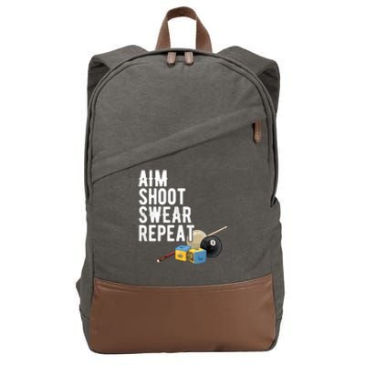 Pool Player Aim Shoot Swear Repeat BilliardS Hall Gift Cotton Canvas Backpack