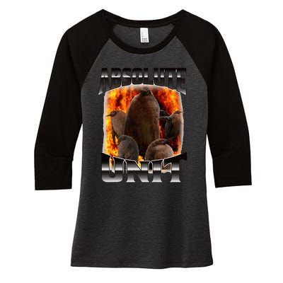 Pesto Penguin Absolute Unit Bootleg Rap Fire Women's Tri-Blend 3/4-Sleeve Raglan Shirt