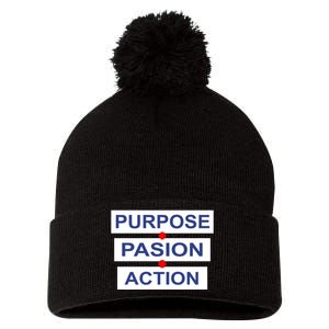 Purpose Passion Action Pom Pom 12in Knit Beanie