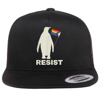 Penguins Protest Against Tariffs Funny Penguin Tariff Flat Bill Trucker Hat