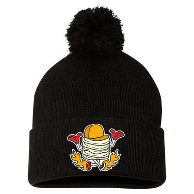 Pancake Pom Pom 12in Knit Beanie