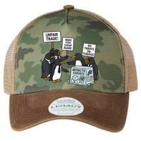 Penguins Protest Against Tariffs Funny Penguin Tariff Legacy Tie Dye Trucker Hat
