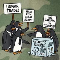 Penguins Protest Against Tariffs Funny Penguin Tariff Legacy Tie Dye Trucker Hat