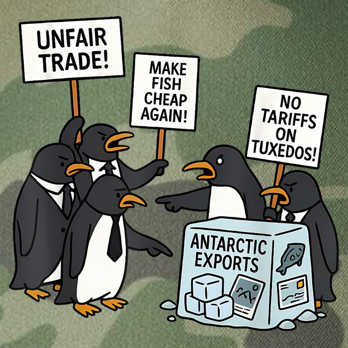 Penguins Protest Against Tariffs Funny Penguin Tariff Legacy Tie Dye Trucker Hat