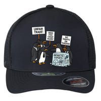 Penguins Protest Against Tariffs Funny Penguin Tariff Flexfit Unipanel Trucker Cap