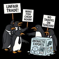 Penguins Protest Against Tariffs Funny Penguin Tariff Drawstring Bag