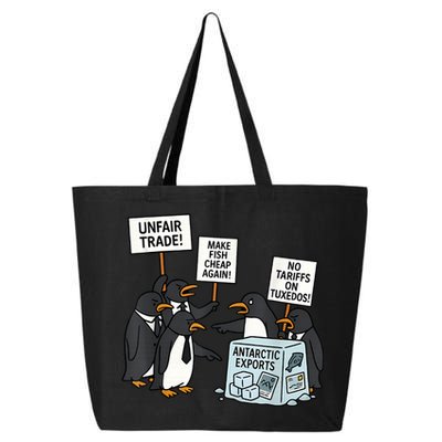 Penguins Protest Against Tariffs Funny Penguin Tariff 25L Jumbo Tote