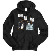 Penguins Protest Against Tariffs Funny Penguin Tariff Tie Dye Hoodie