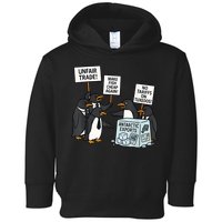 Penguins Protest Against Tariffs Funny Penguin Tariff Toddler Hoodie