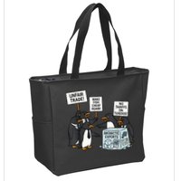 Penguins Protest Against Tariffs Funny Penguin Tariff Zip Tote Bag