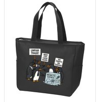 Penguins Protest Against Tariffs Funny Penguin Tariff Zip Tote Bag