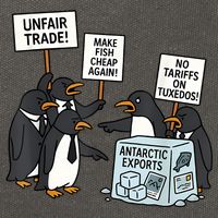 Penguins Protest Against Tariffs Funny Penguin Tariff Cotton Canvas Backpack
