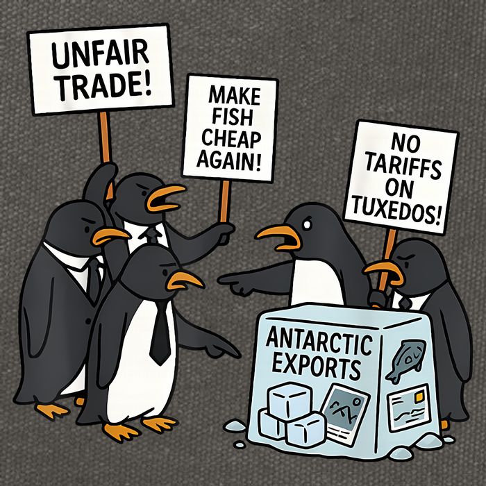 Penguins Protest Against Tariffs Funny Penguin Tariff Cotton Canvas Backpack