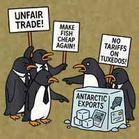 Penguins Protest Against Tariffs Funny Penguin Tariff Garment-Dyed Women's Muscle Tee