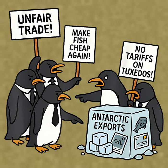 Penguins Protest Against Tariffs Funny Penguin Tariff Garment-Dyed Women's Muscle Tee