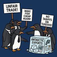 Penguins Protest Against Tariffs Funny Penguin Tariff Infant Baby Jersey Bodysuit