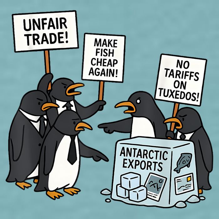 Penguins Protest Against Tariffs Funny Penguin Tariff Sueded Cloud Jersey T-Shirt