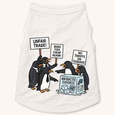 Penguins Protest Against Tariffs Funny Penguin Tariff Doggie Tank