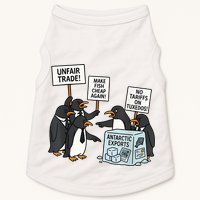 Penguins Protest Against Tariffs Funny Penguin Tariff Doggie Tank