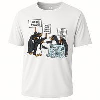 Penguins Protest Against Tariffs Funny Penguin Tariff Performance Shirt