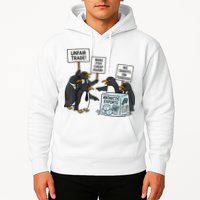 Penguins Protest Against Tariffs Funny Penguin Tariff Hoodie