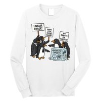 Penguins Protest Against Tariffs Funny Penguin Tariff Long Sleeve Shirt