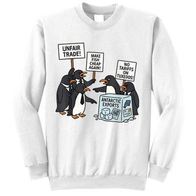 Penguins Protest Against Tariffs Funny Penguin Tariff Sweatshirt