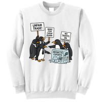 Penguins Protest Against Tariffs Funny Penguin Tariff Sweatshirt