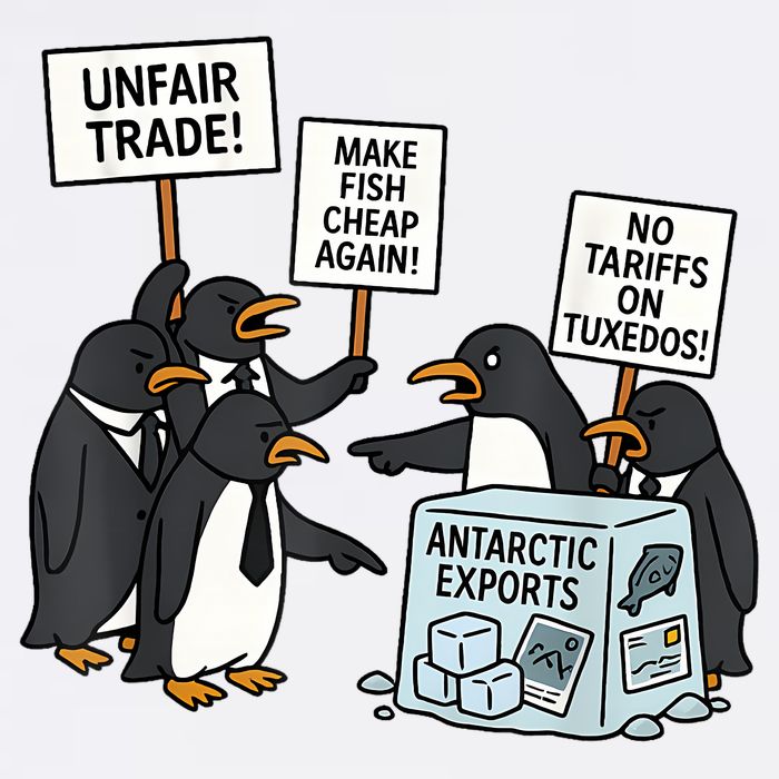 Penguins Protest Against Tariffs Funny Penguin Tariff T-Shirt
