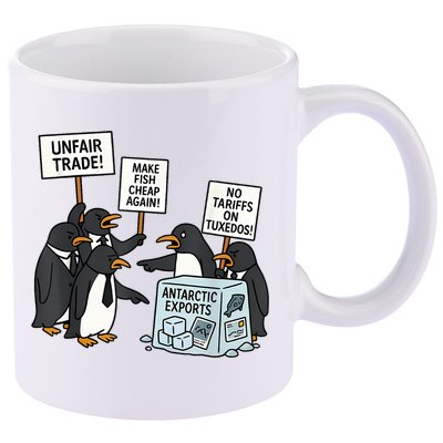 Penguins Protest Against Tariffs Funny Penguin Tariff 11oz C Handle Ceramic Mug