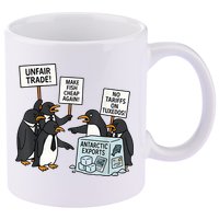 Penguins Protest Against Tariffs Funny Penguin Tariff 11oz C Handle Ceramic Mug