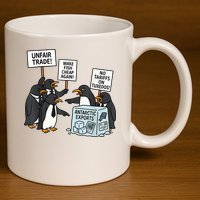 Penguins Protest Against Tariffs Funny Penguin Tariff 11oz C Handle Ceramic Mug