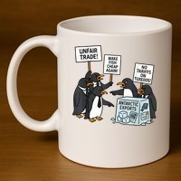 Penguins Protest Against Tariffs Funny Penguin Tariff 11oz C Handle Ceramic Mug