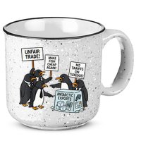 Penguins Protest Against Tariffs Funny Penguin Tariff 15oz Campfire Ceramic Mug
