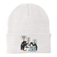 Penguins Protest Against Tariffs Funny Penguin Tariff Beanie
