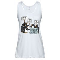 Penguins Protest Against Tariffs Funny Penguin Tariff Ladies Essential Flowy Tank