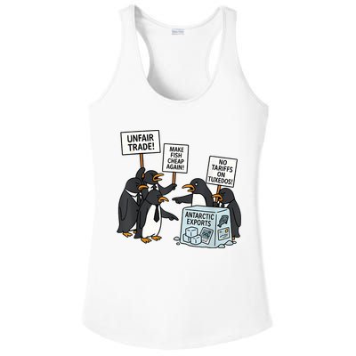 Penguins Protest Against Tariffs Funny Penguin Tariff Ladies PosiCharge Competitor Racerback Tank
