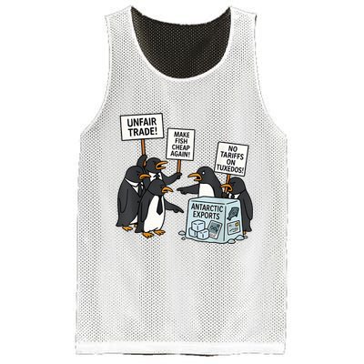 Penguins Protest Against Tariffs Funny Penguin Tariff Mesh Reversible Basketball Jersey Tank