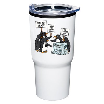 Penguins Protest Against Tariffs Funny Penguin Tariff Tumbler