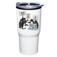 Penguins Protest Against Tariffs Funny Penguin Tariff Tumbler