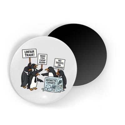 Penguins Protest Against Tariffs Funny Penguin Tariff Magnet