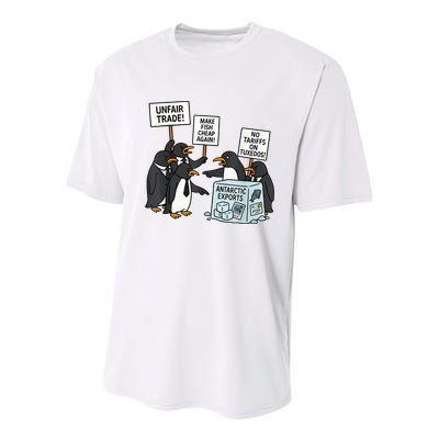 Penguins Protest Against Tariffs Funny Penguin Tariff Youth Performance Sprint T-Shirt