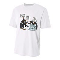 Penguins Protest Against Tariffs Funny Penguin Tariff Youth Performance Sprint T-Shirt