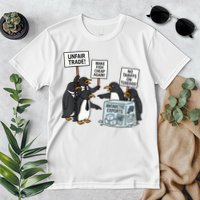 Penguins Protest Against Tariffs Funny Penguin Tariff Premium T-Shirt