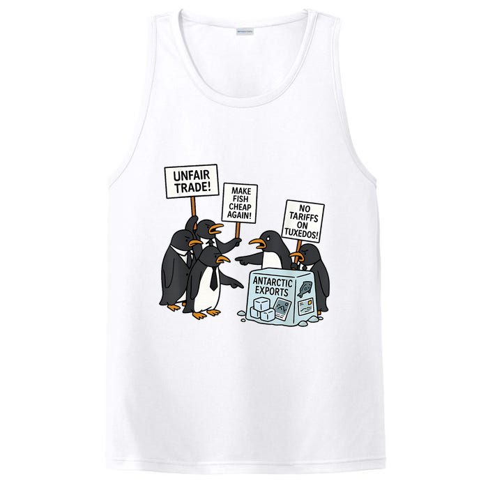 Penguins Protest Against Tariffs Funny Penguin Tariff PosiCharge Competitor Tank